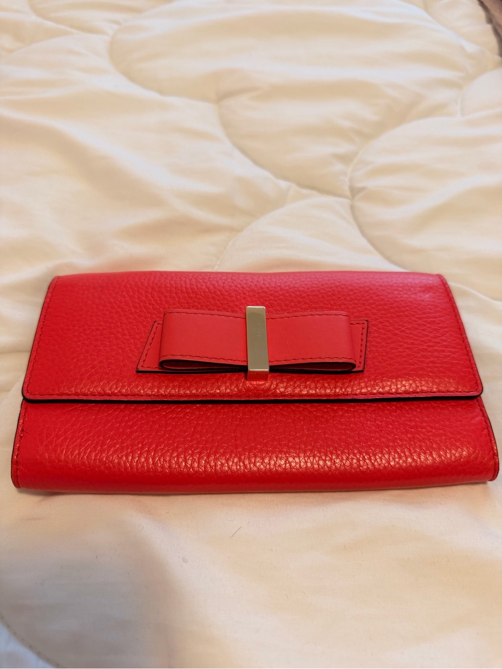 kate spade Red Bow-Accent Leather Clutch